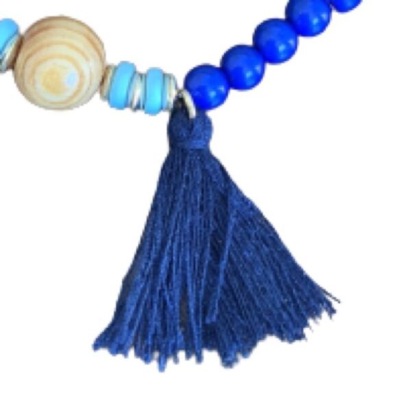 4 Boho Wood Bead Stretch Tree of Life Charm Tassel Bracelet Set Teen Girl NEW - Picture 9 of 10